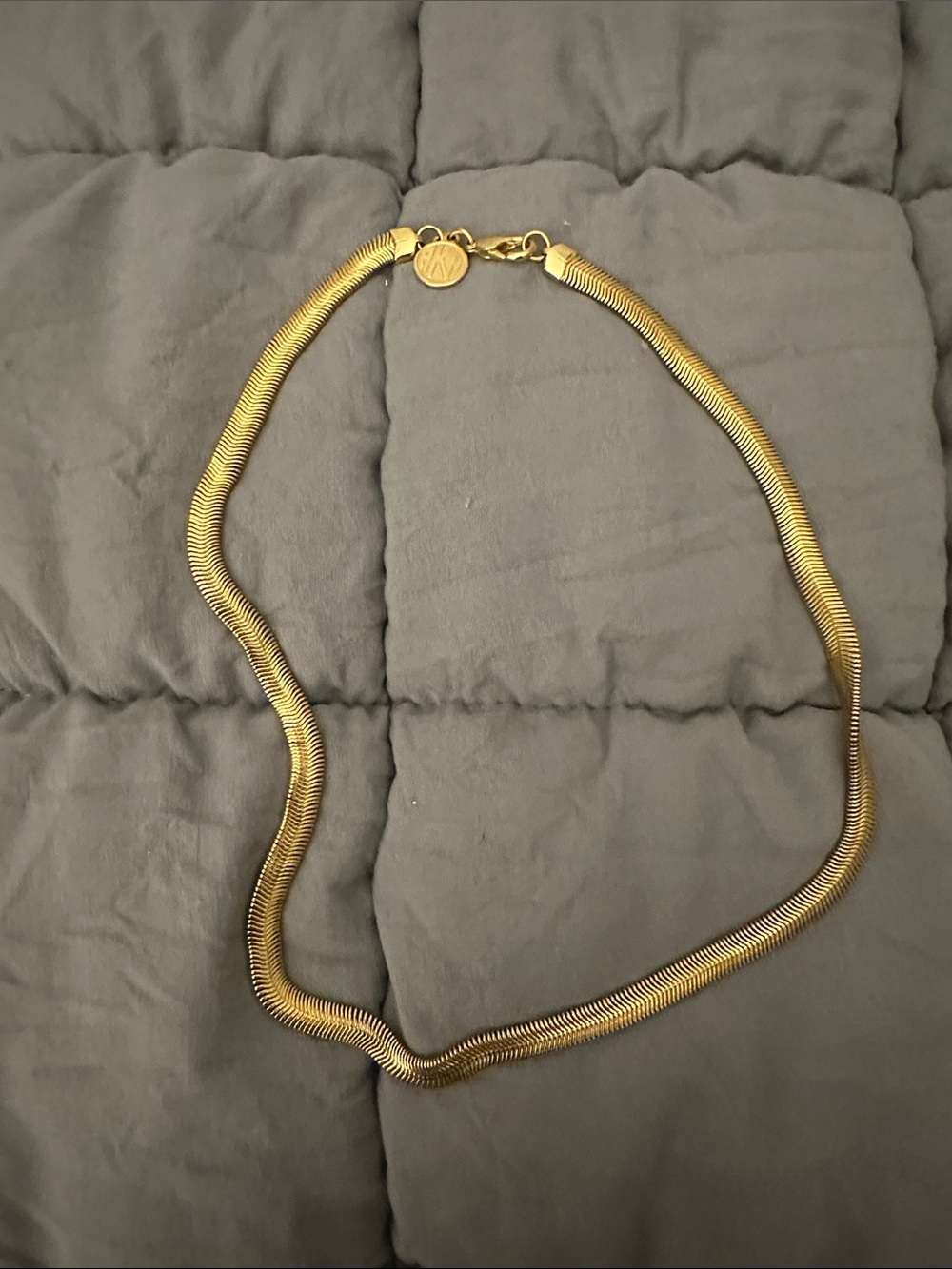 Gold Herringbone Necklace with Branded Tag - Women's Jewelry